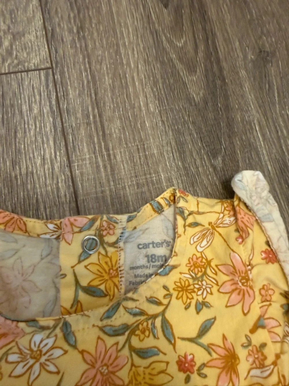Carters Girls Yellow Floral Short Sleeve One Piece Size 18 Months